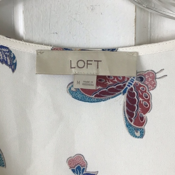 LOFT Cream and Blue Peplum Tank Top - Picture 4 of 7
